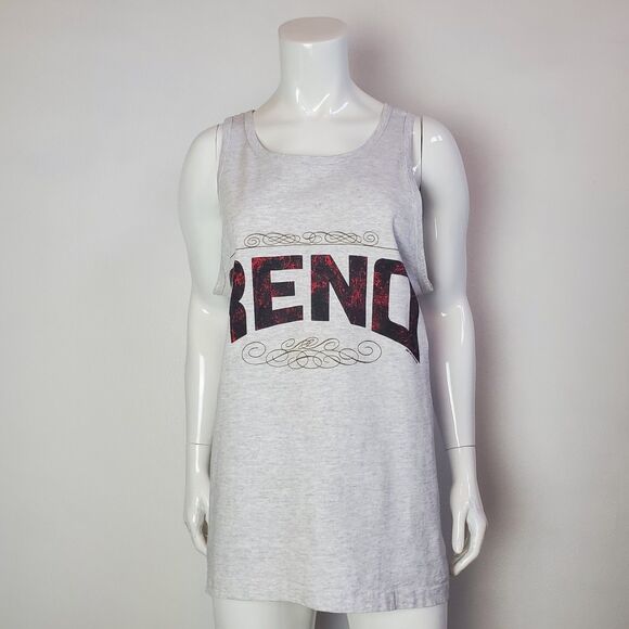 Vintage 90s Anvil Heathered Gray Reno Tourist Tank - Picture 1 of 8